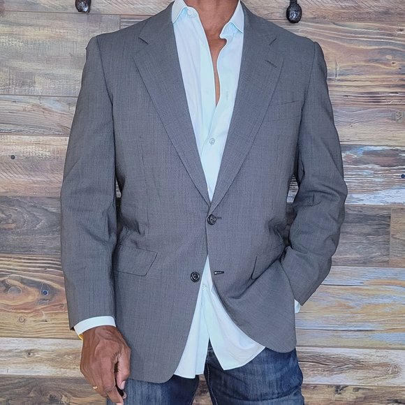 Hickey Freeman 100% Wool Gray Geometric Blazer Sport Jacket Size 39R - Picture 3 of 12